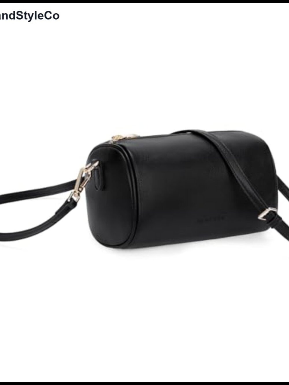 Vegan Leather Crossbody Barrel Bag Zip Cylinder Purse Adjustable Strap